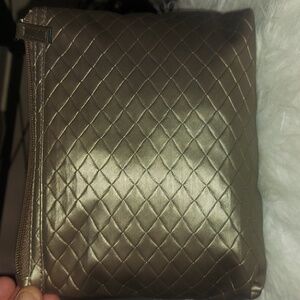 SeI Bella Quilted Woven Metallic Cosmetic Pouch Zip Bag